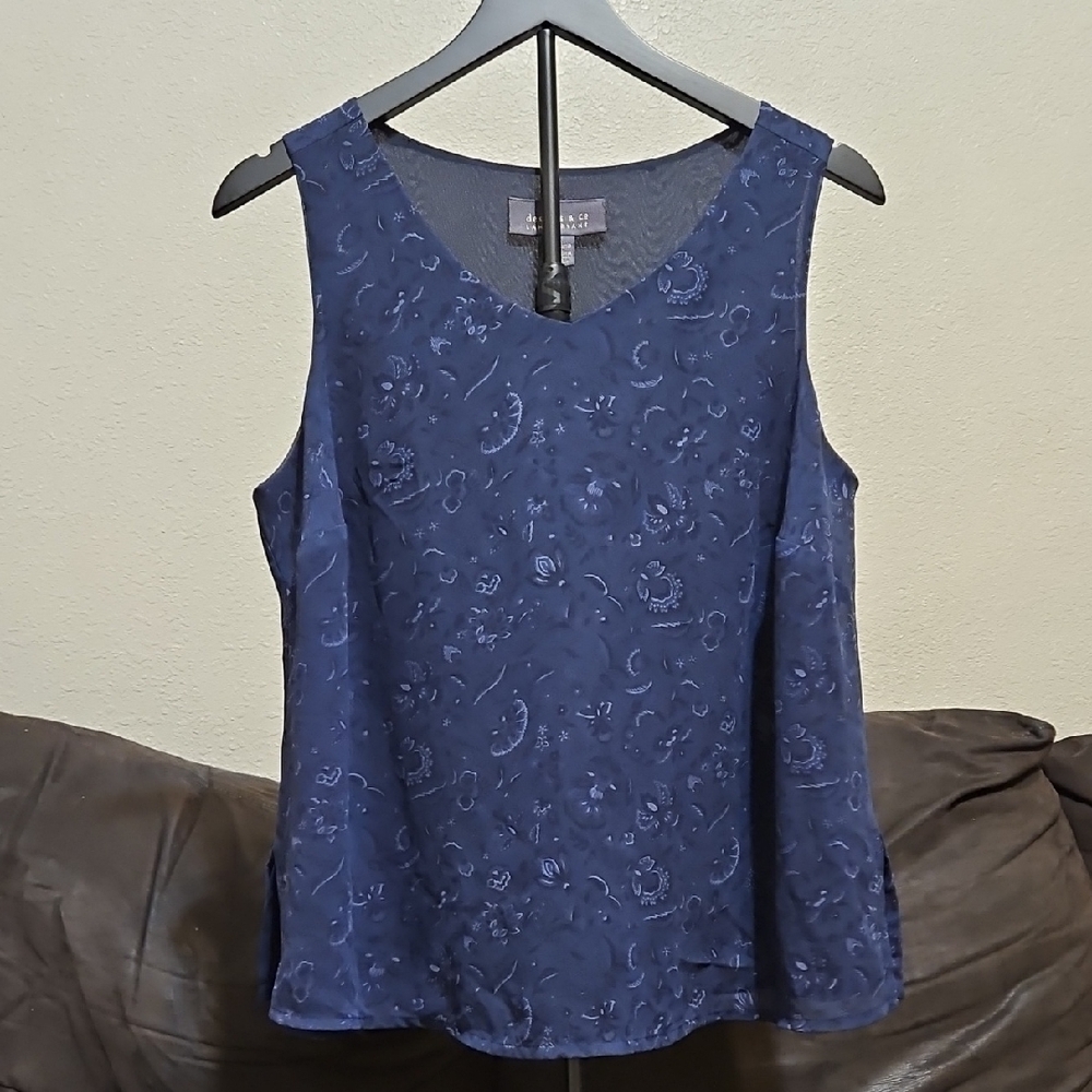 Layne Bryant Women's Navy Embroidered V-Neck Sleeveless Camisole